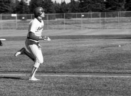 Scott Mansch runs down the baseline during a St. Cloud State University baseball game against Augsburg College