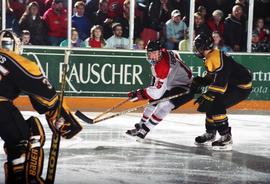 Action during a hockey game against Michigan Tech University, St. Cloud State University