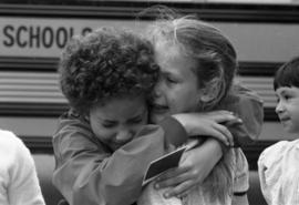 Students say goodbye to each other during the closing of the Gray Campus Laboratory School (1958), St. Cloud State University