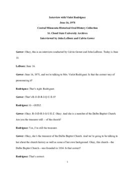 Church oral history transcript - Violet Johnson Rodriguez