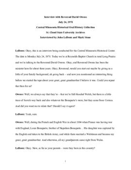 Church oral history transcript - David Owens