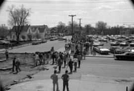 Protestors march, Day of Peace protest, St. Cloud State University