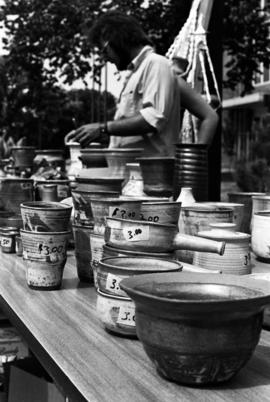 Bowls and cups on a table, Lemonade Concert and Art Fair, St. Cloud State University