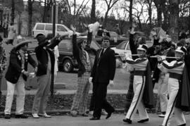 Marching band at the homecoming parade, St. Cloud State University