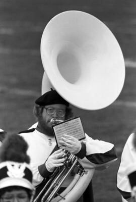 Marching band performs at homecomingﾠ football game, St. Cloud State University