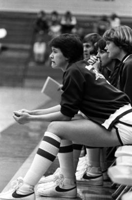 St. Cloud State University alum Sue Wahl watches the Minnesota Fillies play basketball at Halenbeck Hall, St. Cloud State University