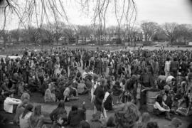 Protestors gather, Day of Peace protest, St. Cloud State University