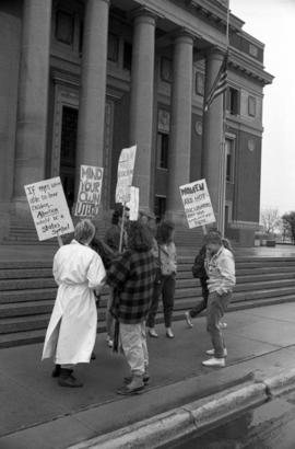 Pro-choice rally in front of the Stearns County courthouse in St. Cloud