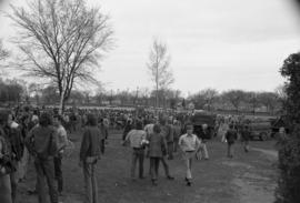 Protestors gather, Day of Peace protest, St. Cloud State University