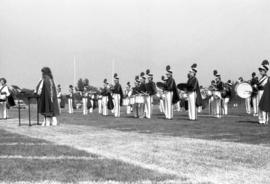 Marching band performs at football game, St. Cloud State University