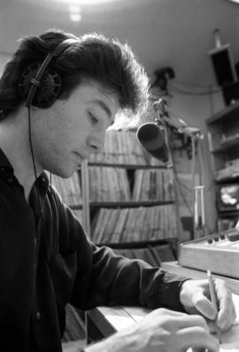 A disc jockey during the KVSC trivia weekend, St. Cloud State University