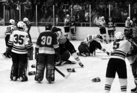 St. Cloud State and University of Wisconsin-River Falls hockey players fight, St. Cloud State University