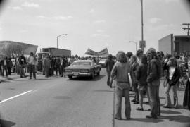 Protestors march on the street, Day of Peace protest