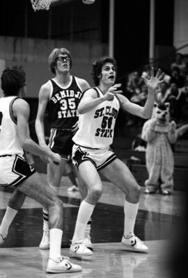 St. Cloud State University basketball player Dan Hagen wants for a pass during a basketball game against Bemidji State University
