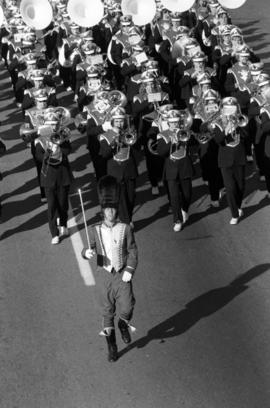 Marching band at the homecoming parade, St. Cloud State University