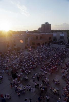 People watch an orchestra play, Lemonade Concert and Art Fair, St. Cloud State University