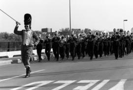 Marching band at the homecoming parade, St. Cloud State University