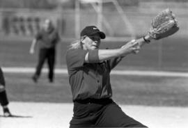 Karissa Hoehn plays in a softball game against Mankato State University, St. Cloud State University