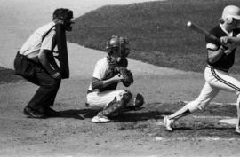 John King catches a ball during an at-bat at the St. Cloud State University baseball game against the University of Minnesota-Duluth