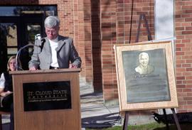 President Suzanne Williams speaks at the ceremony marking the renaming of the Business College to G.R. Herberger College of Business, St. Cloud State University