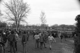 Protestors gather, Day of Peace protest, St. Cloud State University