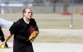 Karissa Hoehn pitches in a game against North Dakota State University, St. Cloud State University