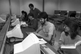 Mohammad Saeed watches Computer Science students in a computer lab, St. Cloud State University