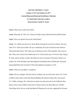 General oral history transcript - Helen C. Carter