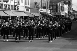 Marching band at the homecoming parade, St. Cloud State University