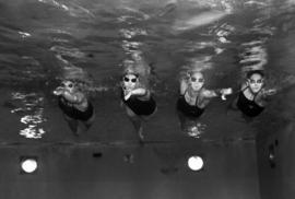 Swimmers Pam Raetz, Kori Pearson, Andrea Berstrom, and Marissa Tieszen, St. Cloud State University