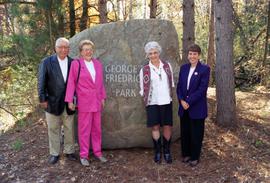 Curt Olson, Mary Lou Friedrich Olson, Gail Friedrich Teas, and Jackie Lindblom at the George W. Friedrich Park dedication, St. Cloud State University