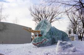 Snow sculpture near Brown Hall (1960), St. Cloud State University