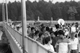 Marching band at the parade opening the new University Bridge, St. Cloud State University