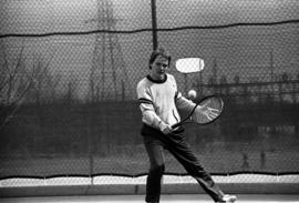 Jerry Anderson plays tennis, St. Cloud State University