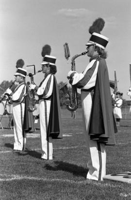 Marching band at football game, St. Cloud State University