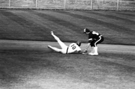 Jim Eisenreich slides into second base during a St. Cloud State University baseball game