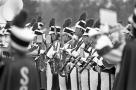 Marching band performs at homecomingﾠ football game, St. Cloud State University