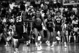 Ron Stern during a basketball game against Mankato State University