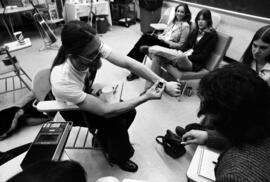 Shawn Phillips meets with people in a classroom before his performance St. Cloud State University