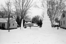 Snow sculptures created by artist Larry Saatzer