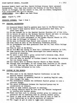Church oral history summary - Robert Osell