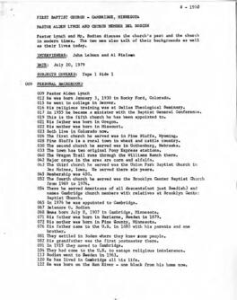 Church oral history summary - Alden Lynch