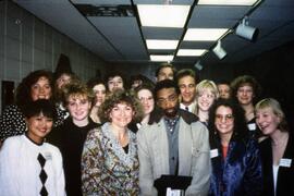 Film director Spike Lee with Margaret Voss and others while visiting St. Cloud State University
