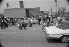 Protestors march, Day of Peace protest, St. Cloud State University