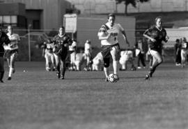 Chris Fleischer plays in a soccer game against Mankato State University, St. Cloud State University