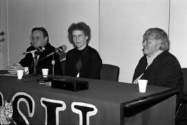 Lori Ulferts press conference with Robert Bess and Gladys Ziemer, St. Cloud State University