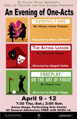An Evening of One-Acts theatre production poster, St. Cloud State University