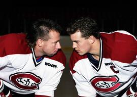 Men's hockey captains Gino Santerre and Kelly Hultgren, St. Cloud State University