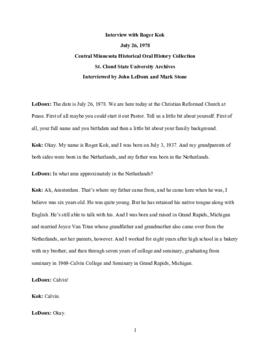 Church oral history transcript - Roger Kok