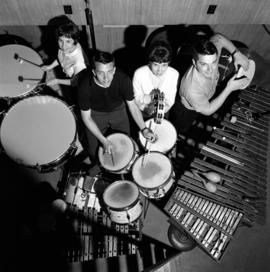 Drummers for theatre production of West Side Story, St. Cloud State University